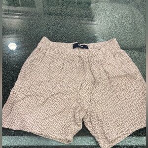 Hollister Epic Flex Beige Patterned Linen Shorts